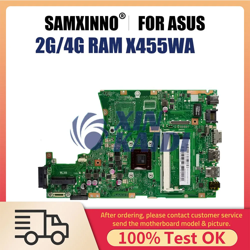 Notebook Motherboard For Asus X455W X455WA X455WE Laptop Motherboard With A4-6210 CPU 2G 4G RAM Systemboard 100% Tested OK