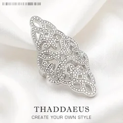 White CZ Ornament Cocktail Ring Europe Style Bridal Sets Glam Fine Jewerly For Women Gift In 925 Sterling Silver