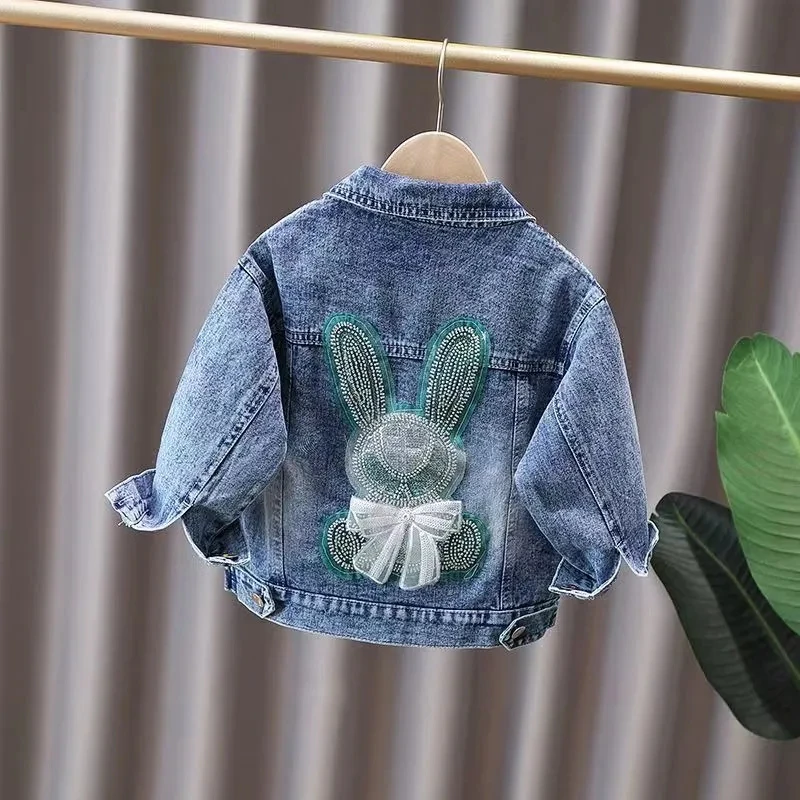 Baby Girls Denim Coat Spring and Autumn 2024 New Korean Children's Fashion Casual Denim Jacket Kids Top