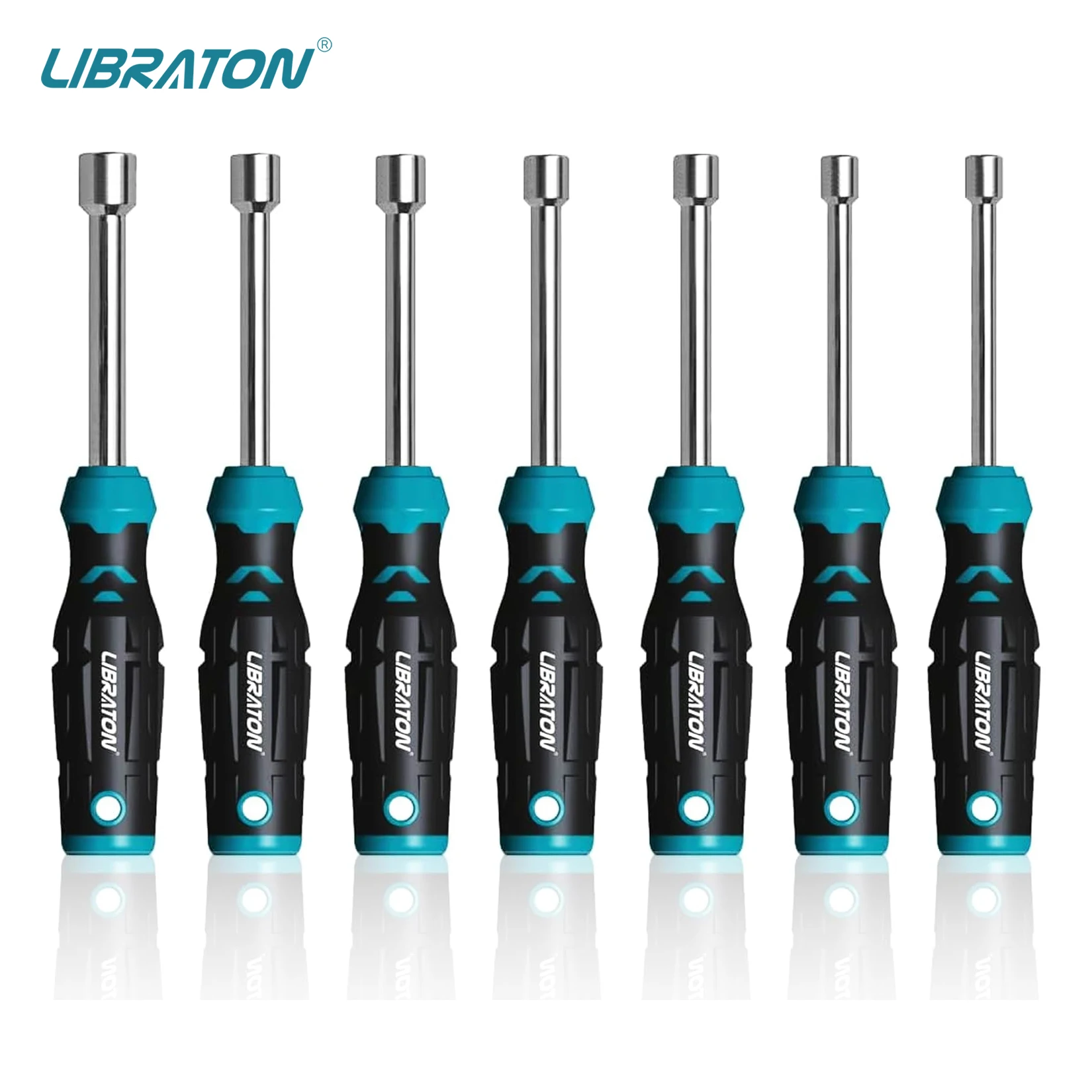 

Libraton 7pcs Hollow Nut Drivers Universal SAE Sizes 3/16''-1/2'' Magnetic Hex Nut Drivers 3'' Full-hollow Shaft for Long Bolts