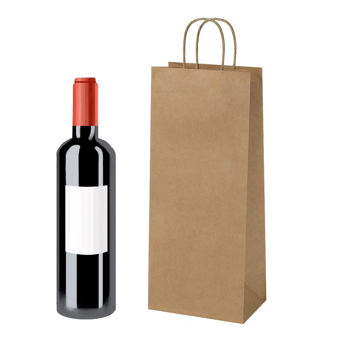 Kraftpapier-Weintaschen mit Griffen, 10/20 Stück Einzelflaschen-Geschenktüten für Weihnachten, Hochzeit, Party-Geschenktüten – Detail 9