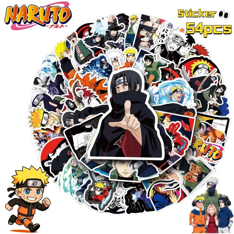 54 Stück Naruto Cartoon DIY Graffiti-Aufkleber Kreative Persönliche Schüler-Tagebuch Dekorative Aufkleber Quadratische Wasserfeste Sticker