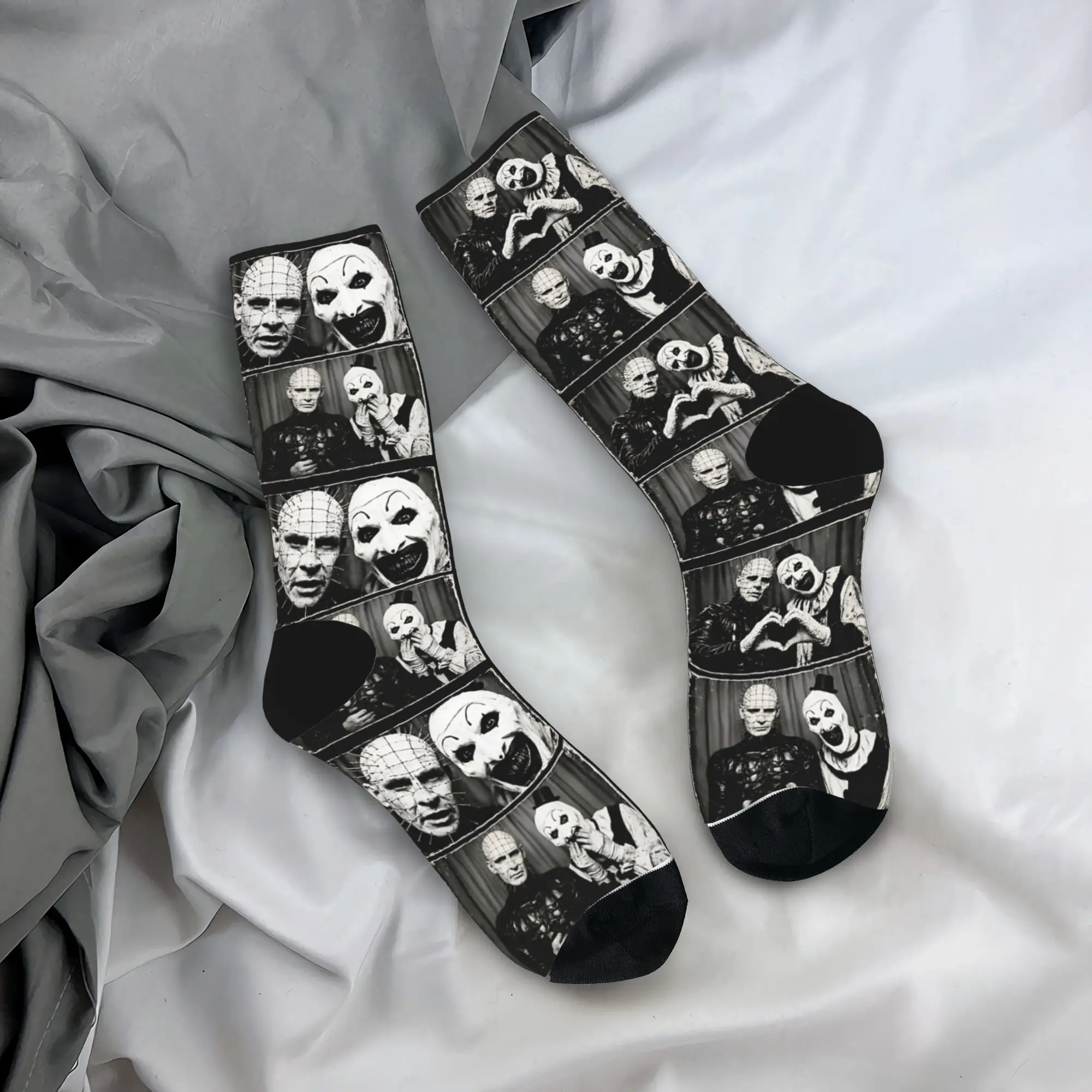 Harajuku Art-the-Clown Terrifier Basketball Socks  Polyester Crew Socks for Unisex Non-slip