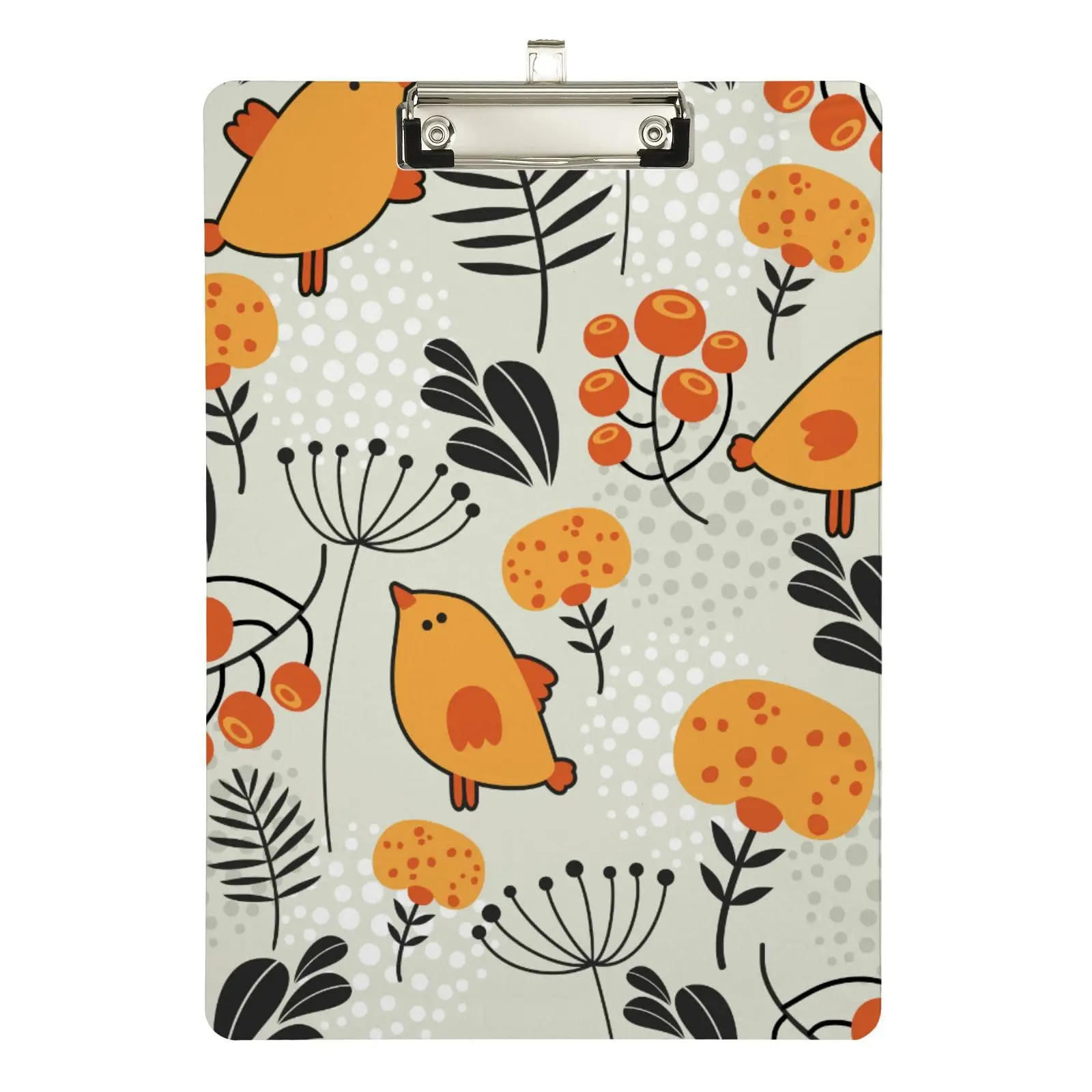 Cute Birds Pattern Acrylic Clipboard A4 Letter Size Plastic Clipboards Decorative Clipboard for Classroom School and Office Use