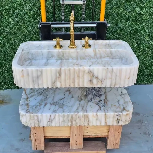 Modern Design Marble Rectangular Wall-Mounted Eco-Friendly Washbasins Natural Stone Basin Sink for