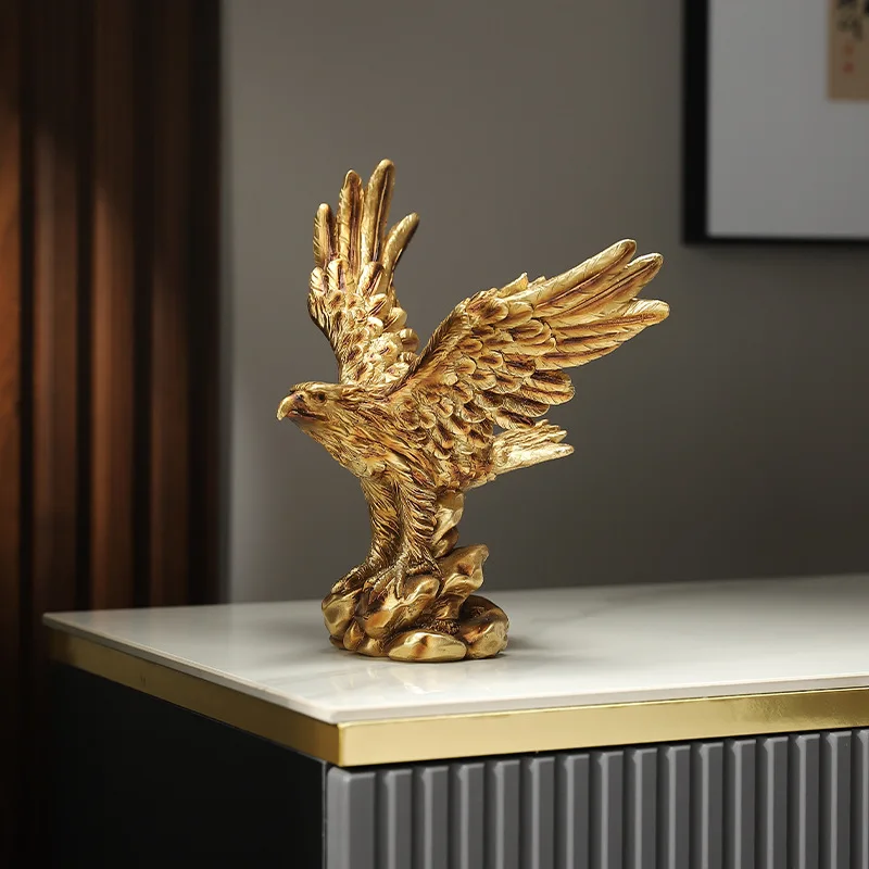 

22CM Golden Eagle Statue, Flying Eagle Sculpture, Animal Art, Indoor Office Furniture Decoration