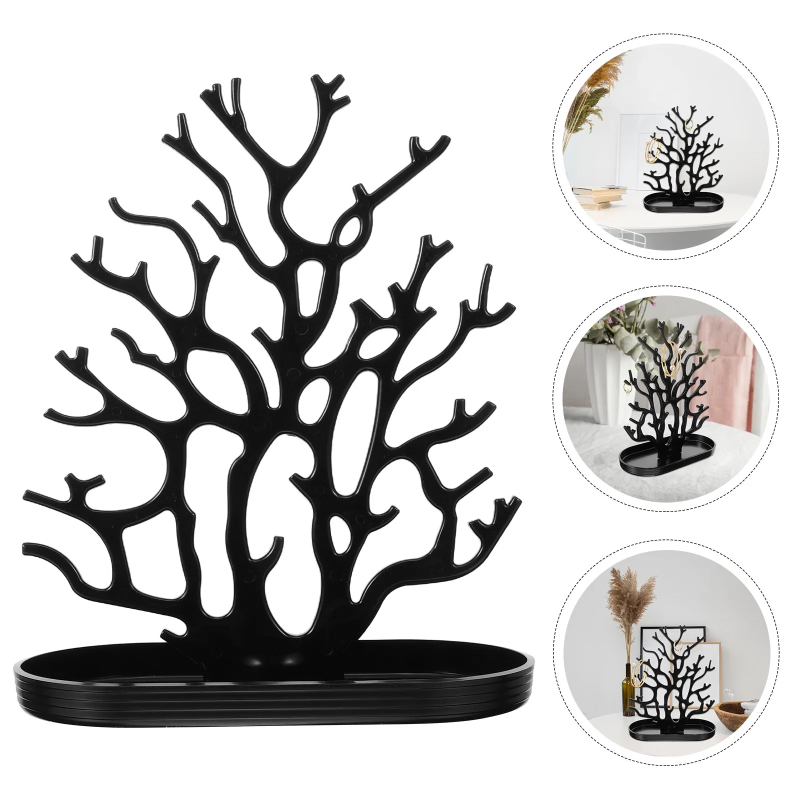 

Sturdy Coral Shaped Jewelry Display Stand Desktop Earring Necklace Bracelet Holder Organizer for Retail Shop Or Home Use Black