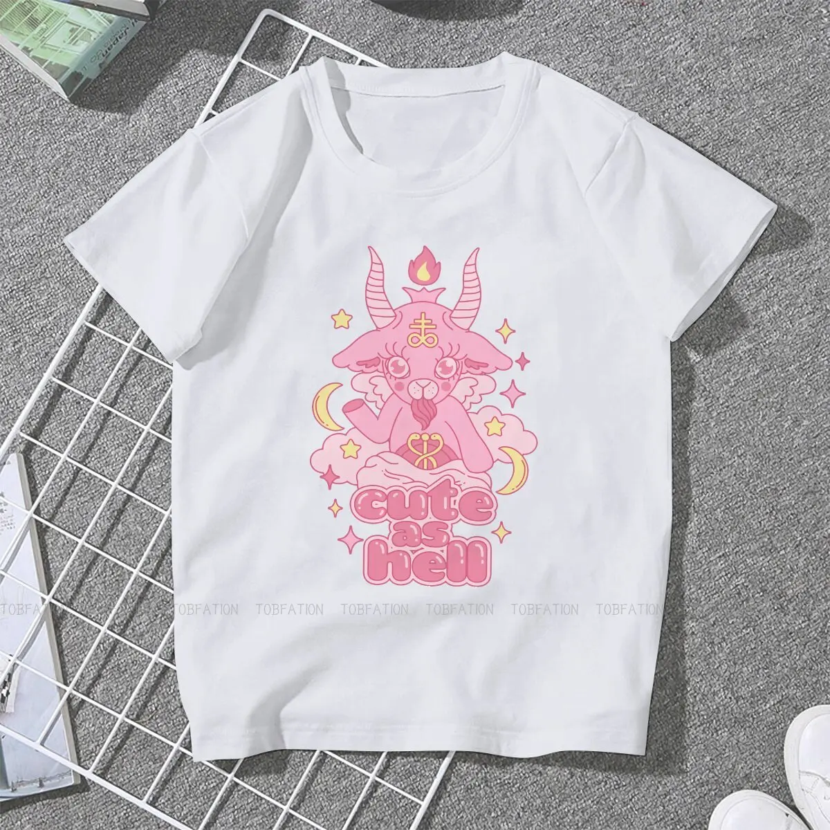 Cute As Hell Classic Women's T Shirt Baphomet Art Ladies Tees Harajuku O-neck Tops Graphic Tshirt Loose 5XL Hipster