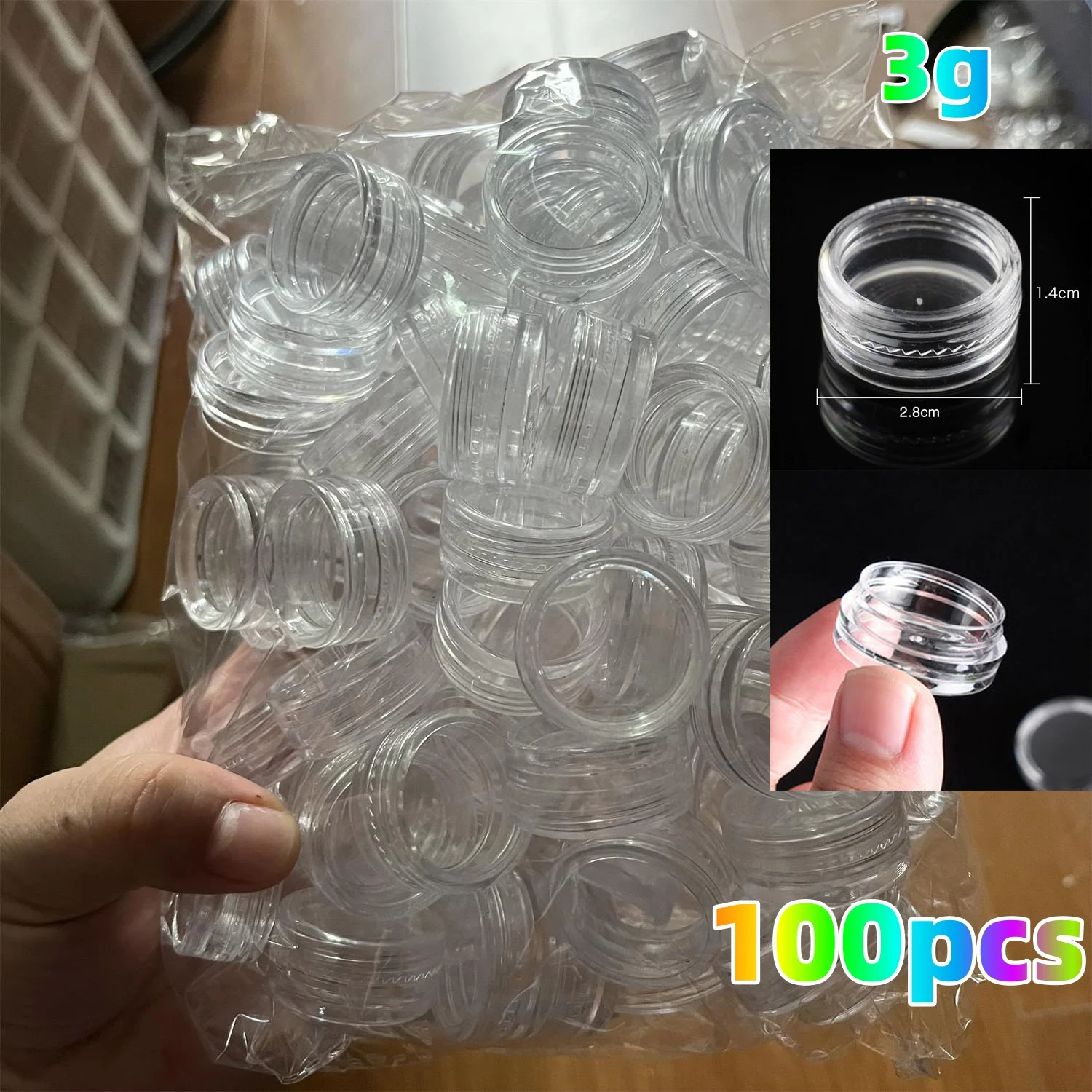 10/50/100pcs Mini Storage Box Transparent Square Plastic Case Powder Cream Lip Balm Jewelry Packaging Nail Diamonds Organization