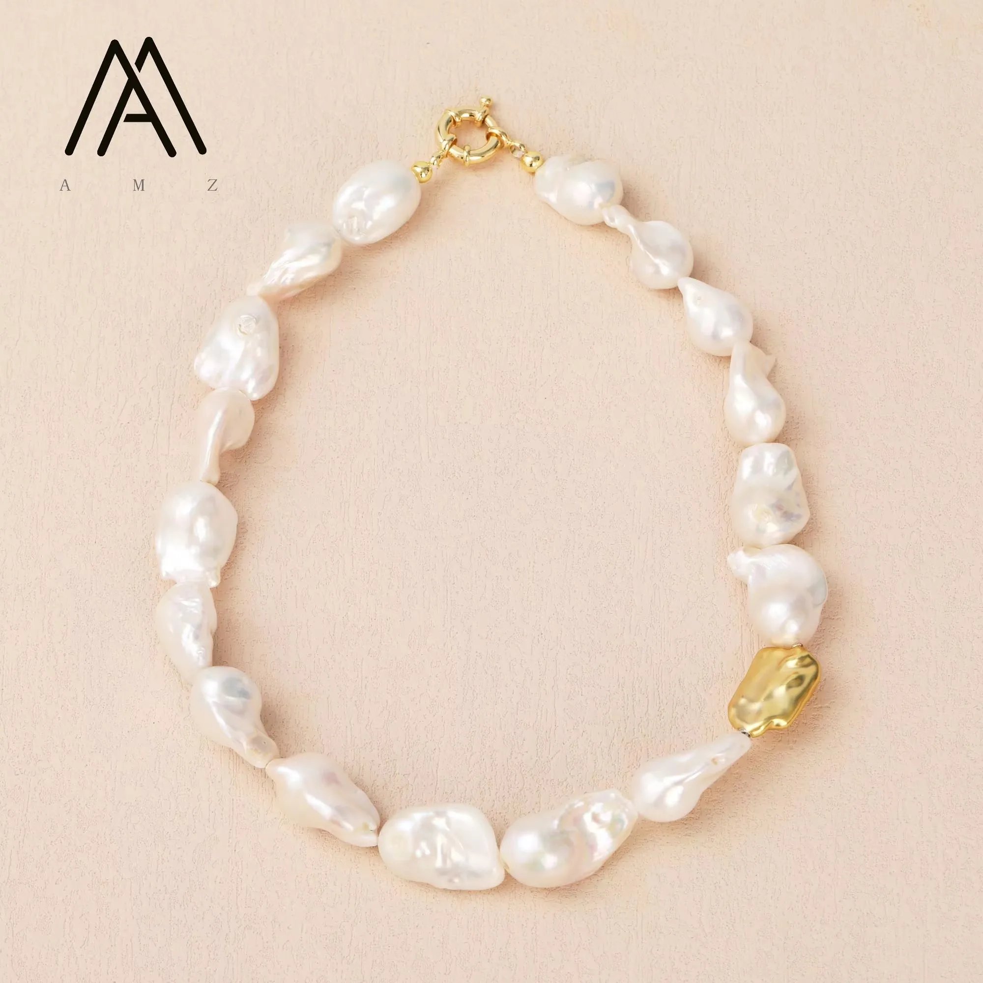 Irregular Natural Baroque Choker Necklace 18K Gold Plated Natural Freshwater Pearl Stone Jewelry Accseeory Women Necklace Party