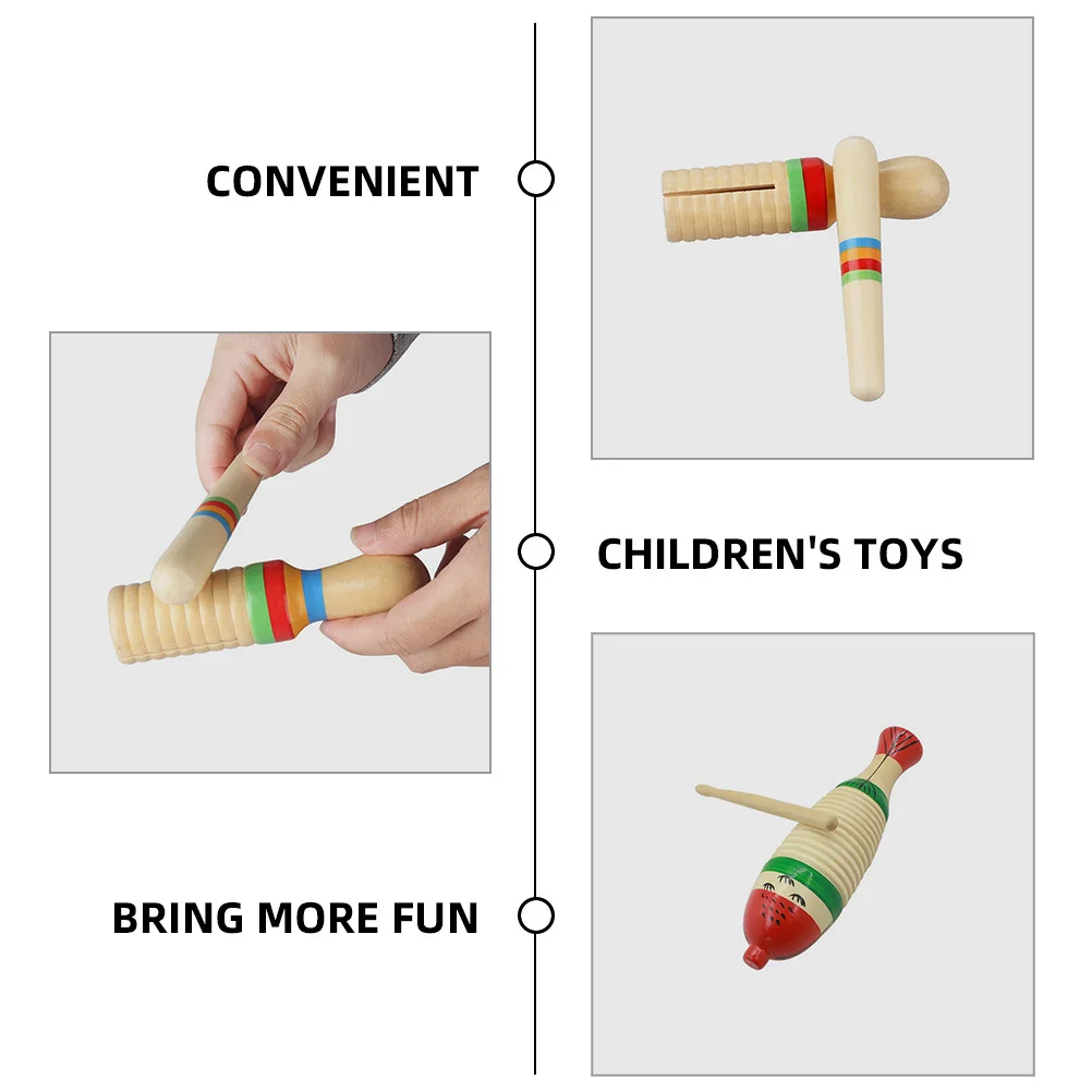 

2 set 2 Sets Wooden Guiro Instruments Fish Shaped Percussion For Kids Beginners Children Musical Instrument With Stick