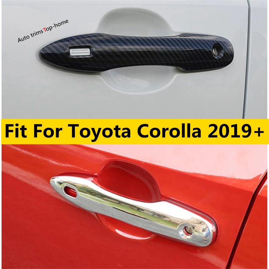 

ABS Chrome / Carbon Fiber Door Handle Catch Cap Decoration Frame Cover Trim For Toyota Corolla E210 2019 - 2024 Car Accessories