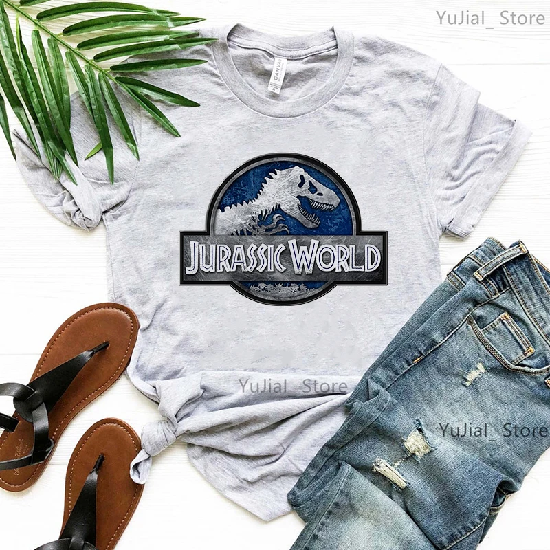 T-Shirt Vintage Jurassic Park T-Shirt da donna dinosauro Femme Summer Geek Top T-Shirt a maniche corte bianca femminile Cool Streetwear