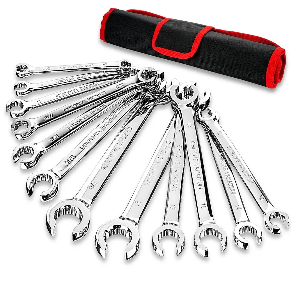 12-Piece Metric & Standard 12-Point Flare Nut Line Wrench Set 6-21mm & 1/4