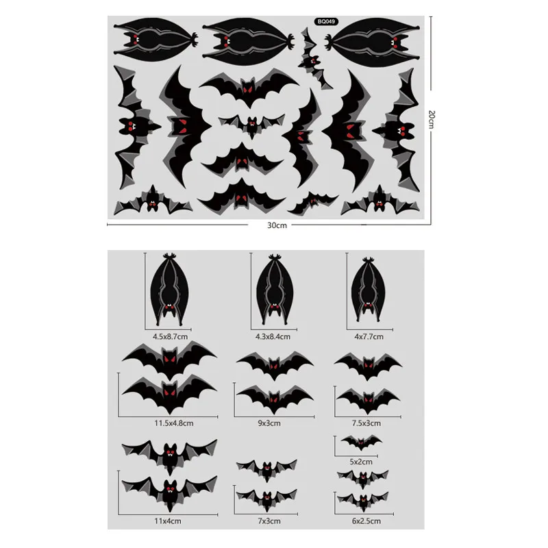 Halloween Pompoen Raamstickers Vleermuis Spookboom Glazen Sticker Happy Halloween Feestdecoratie Pvc Elektrostatische Stickers