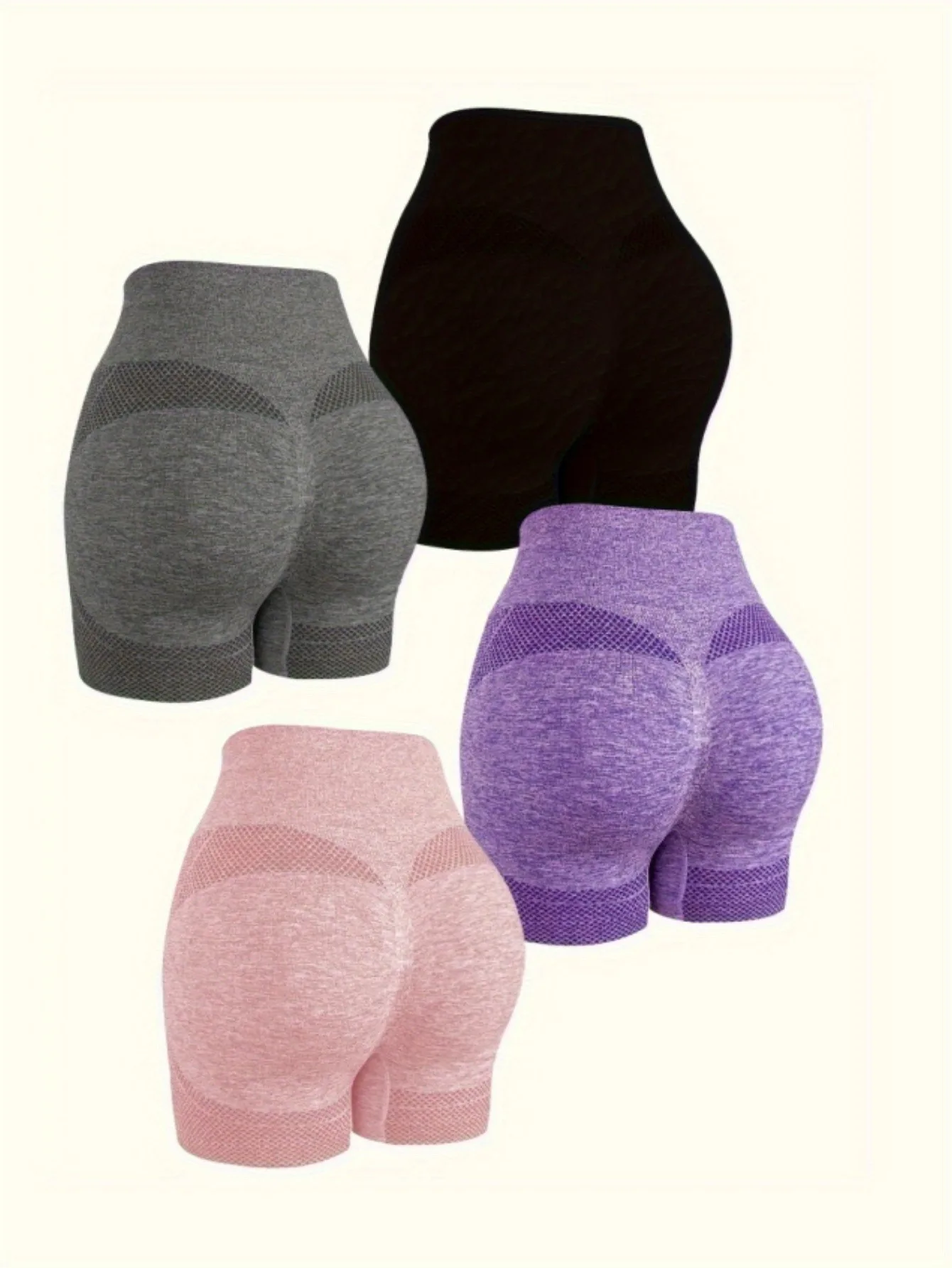 4 high-waisted butt-lift seamless yoga shorts, high-stretch running fitness shorts, women's sportswear