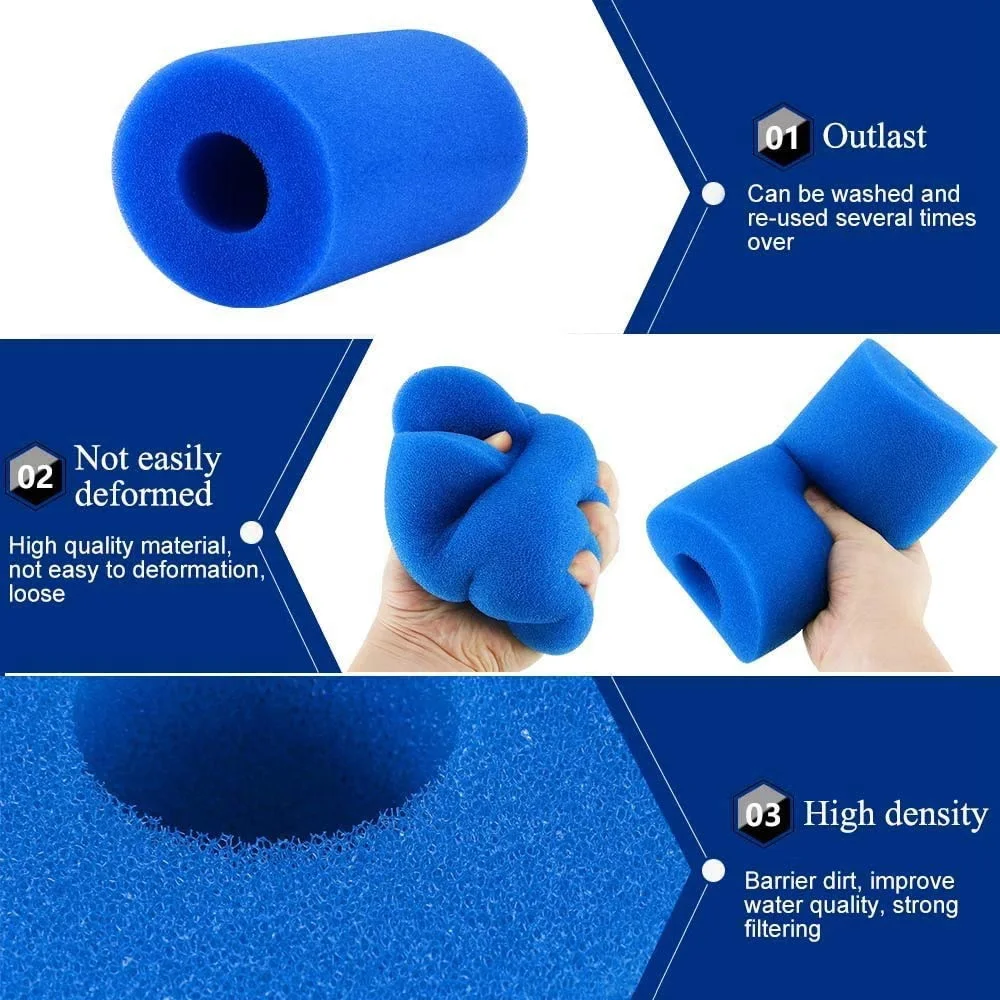 A95I-8Pcs Foam Filter Sponge for Intex Type a Reusable Washable Swimming Pool Aquarium Filter Accessories
