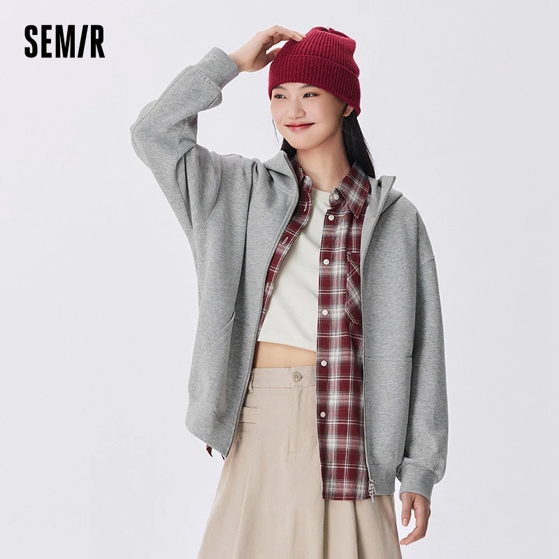 

Женская куртка Semir, свободная повседневная куртка большого размера с заниженными плечами и капюшоном, осень 2024, новая универсальная ветровка