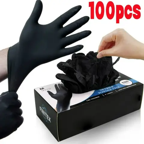 Gants jetables en PVC noir, plus élastiques, plus doux, anti-acides et anti-alcalis, pour la transformation alimentaire, le nettoyage domestique, les salons de beauté