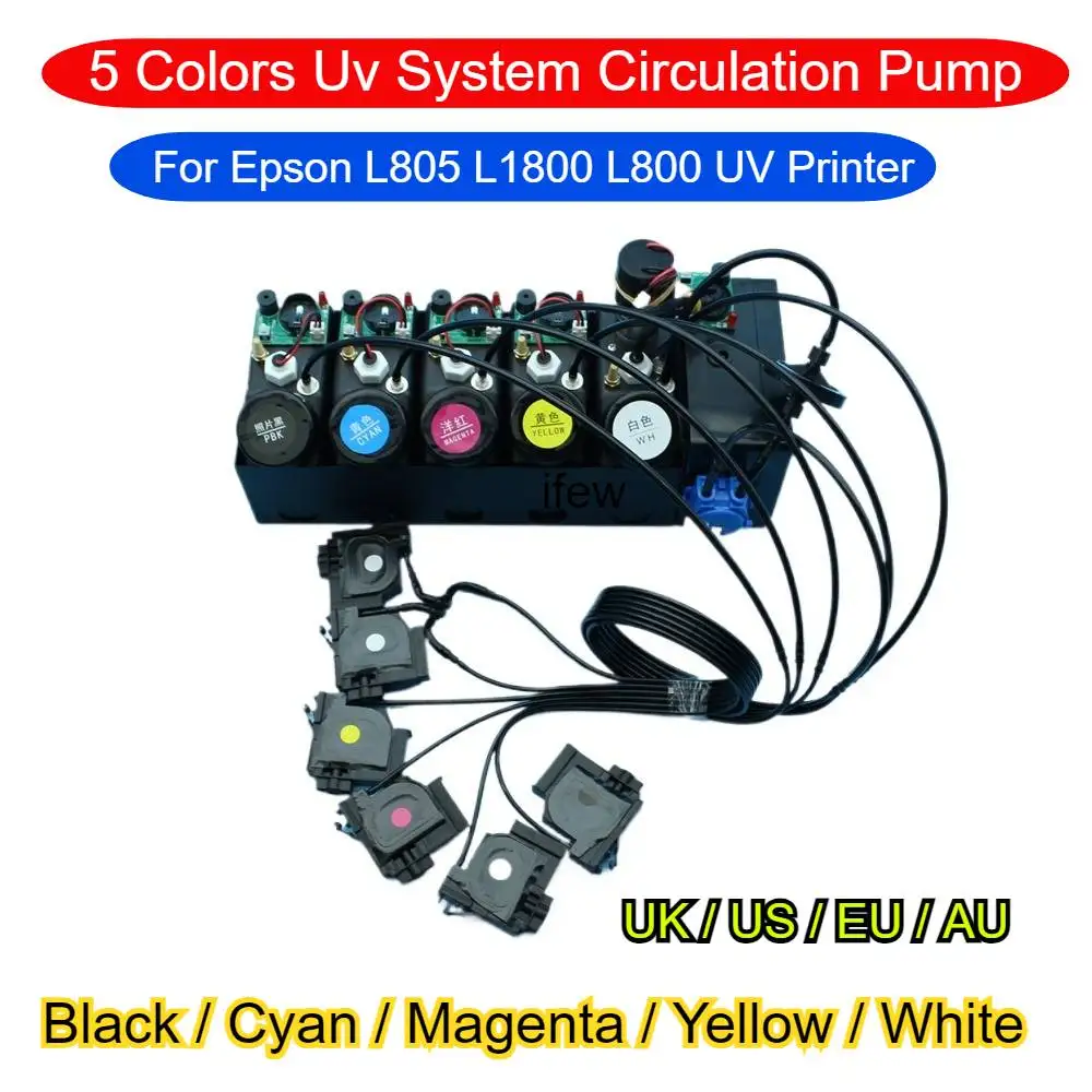 

L1800 5 Colors Uv System Circulation Pump Kit UV DTF Convert Ink System CISS White Ink Circulate Tool UV Modification for Epson