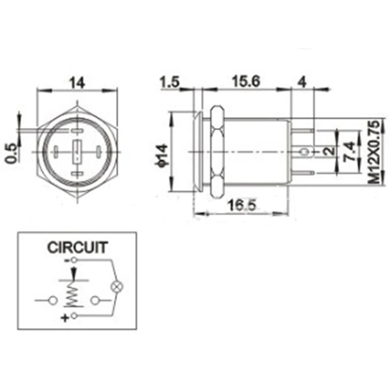 1PC 12MM with LED 3V 5V 12V 24V 220V Metal Button Switch Momentary push button auto reset waterproof illuminated