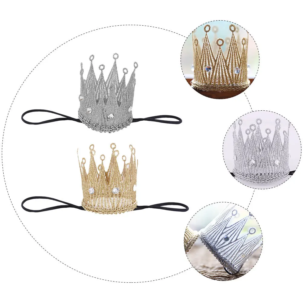 2Pcs Baby Crown Headband Newborn Toddler Girls Boys Festival Christmas Party Wedding Shower Gift Infant Kids Hairband Crown