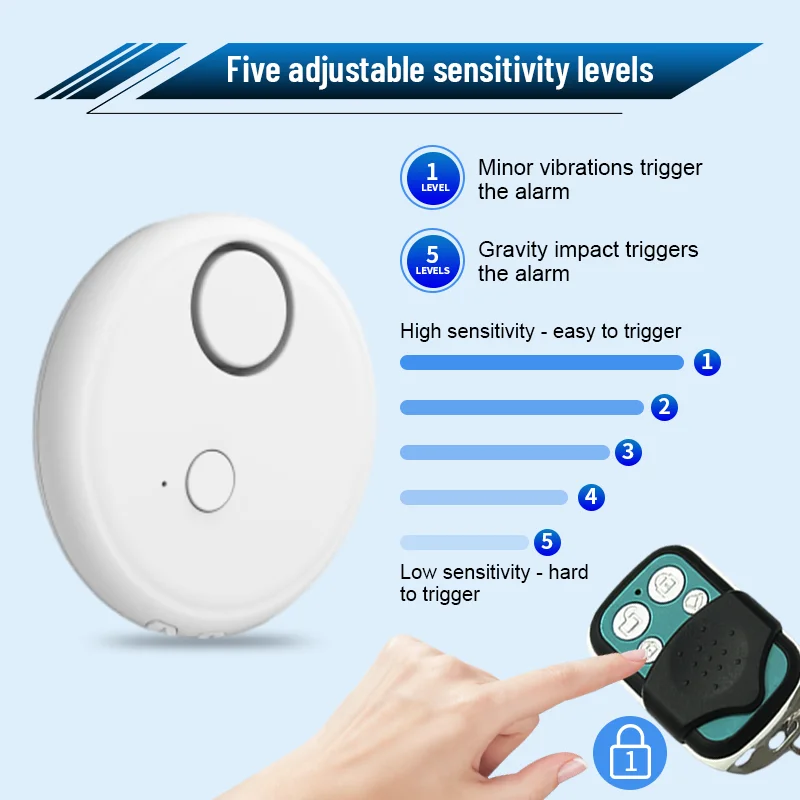Vibration Sensitivity Adjustable Glass Break Window Alarm Sensor with Remote, AAA battery included