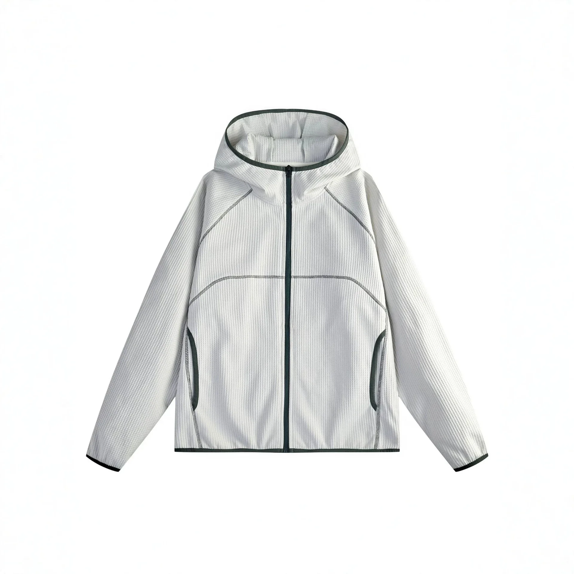 Men-Waffle-Half-Zip-Stand-Collar-Top-Spring-Autumn-Lightweight-Breathable-Long-Sleeve-Outdoor-Casual-Loose-Fit-Jacket