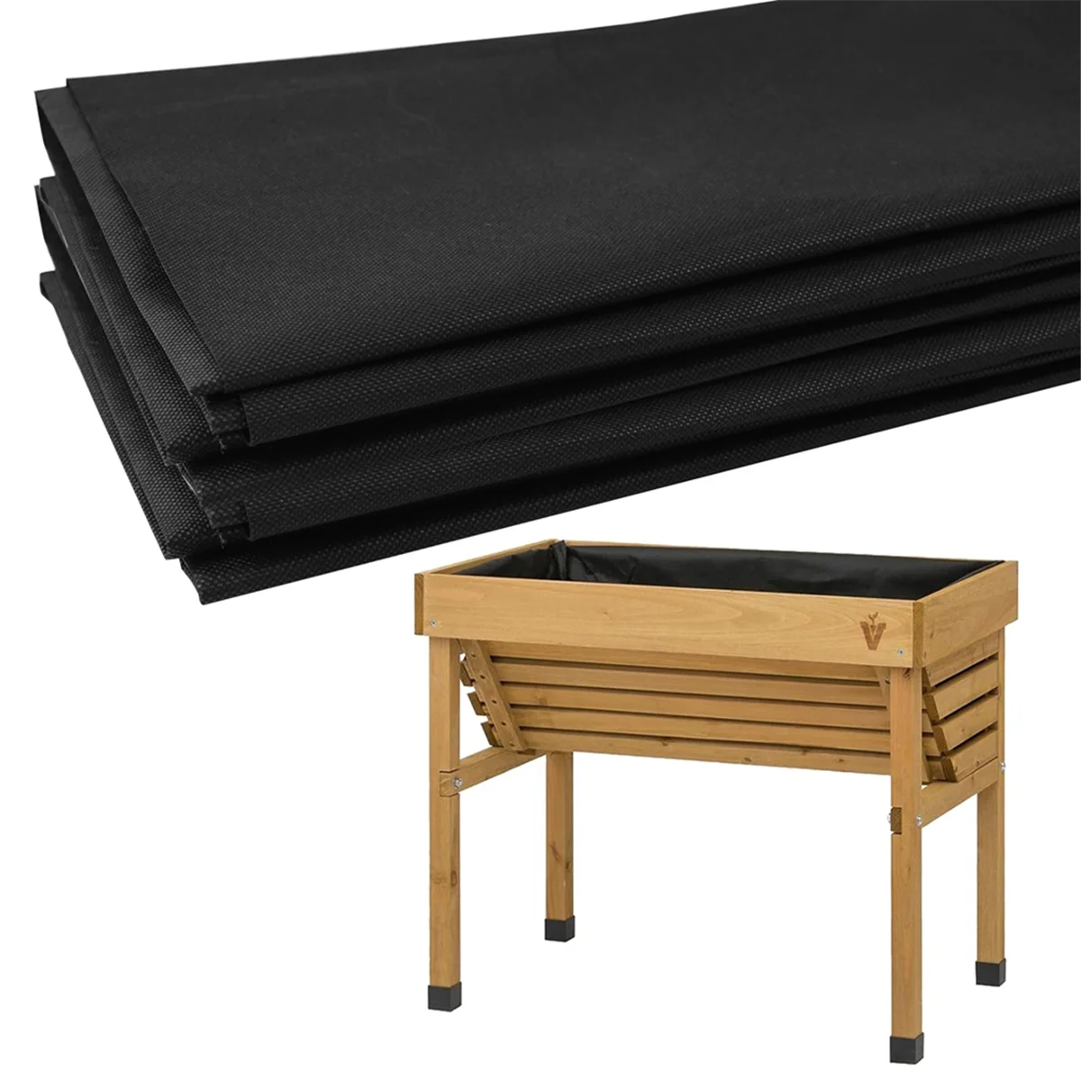 ABJZ Fodera in tessuto per grandi colpi di verdure Fodera per fioriera per letto rialzato per esterni Intrecci per verdure nere non tessute Fodera per fioriera di erbe