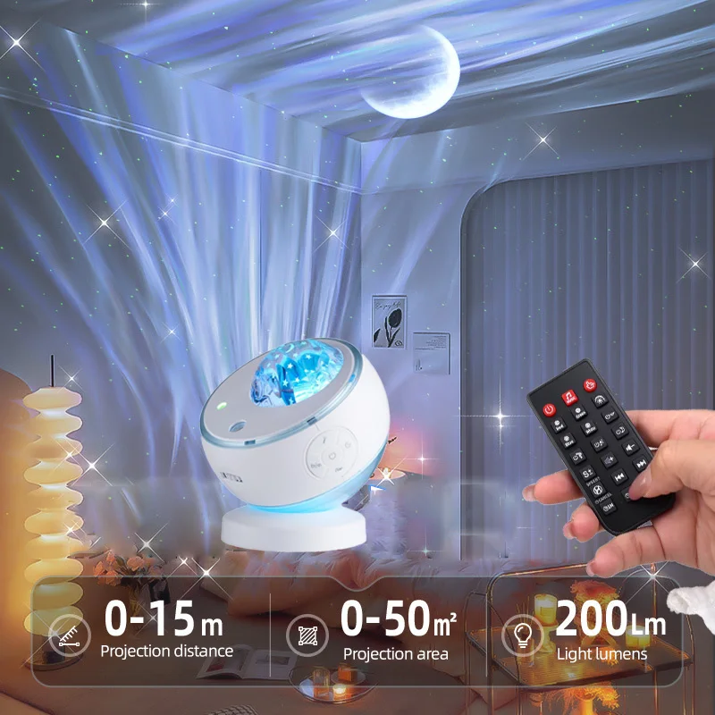 LED Aurora Projection Light USB Night Light Moon Galaxy Music Ambient Light with Remote Control Children Christmas Birthday Gift