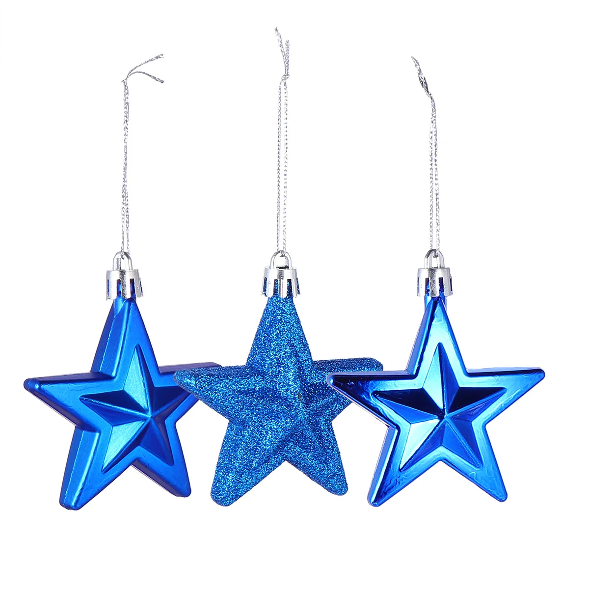 

18 Pcs Glitter Star Ornament Christmas Tree Topper Glittered Hanging Ornaments Gold Decorations