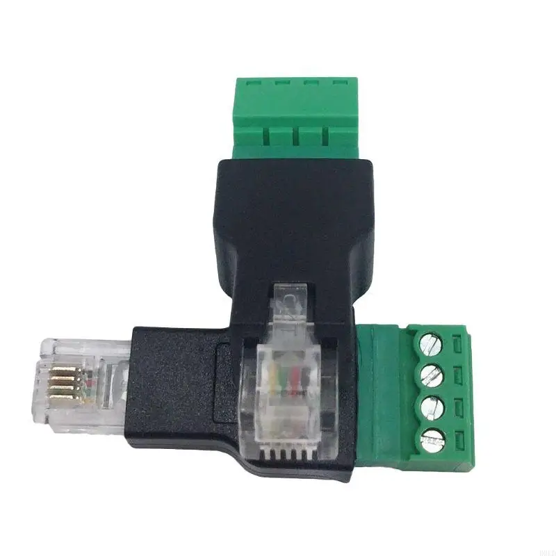 Ethernet RJ11 4C to Screw Terminal Block Adapter 4 Pin Splitter Shield Terminal Plug CCTV Adapter Connector Durable D0LD