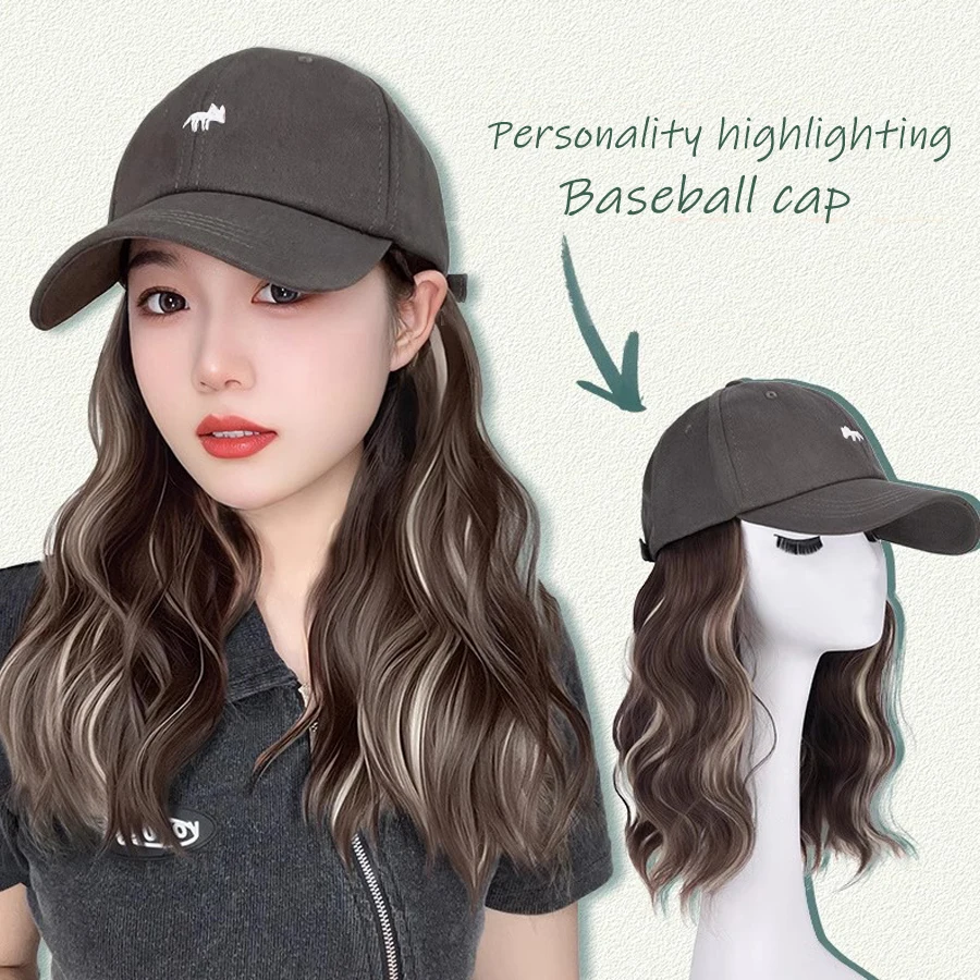 

Synthetic Adjustable Fox Embroidery Hat Egg Shaped Hairpiece Grey Beige Black Medium Long Curl Highlighted Golden 12 Inch Hat