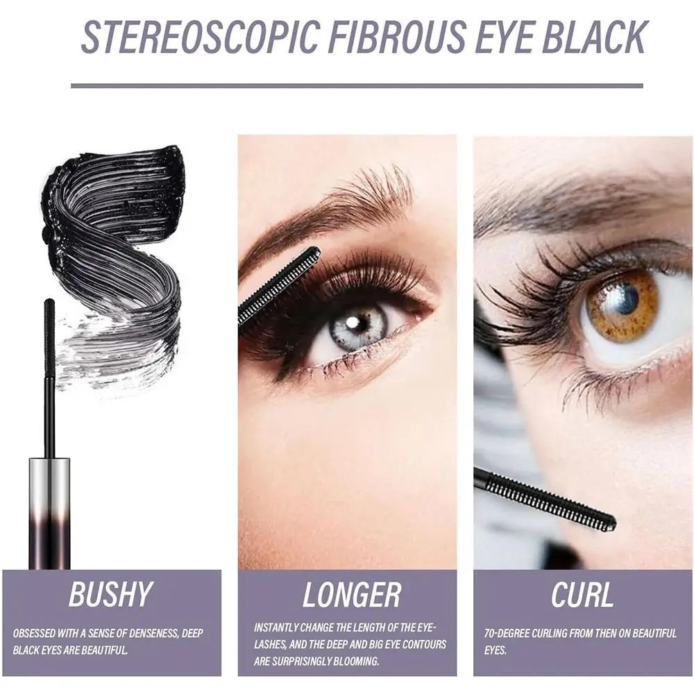 Mascara con pennello in ferro impermeabile alla moda Mascara senza setole in metallo a lunga durata a prova di sudore Mascara arricciante extra sottile Donna