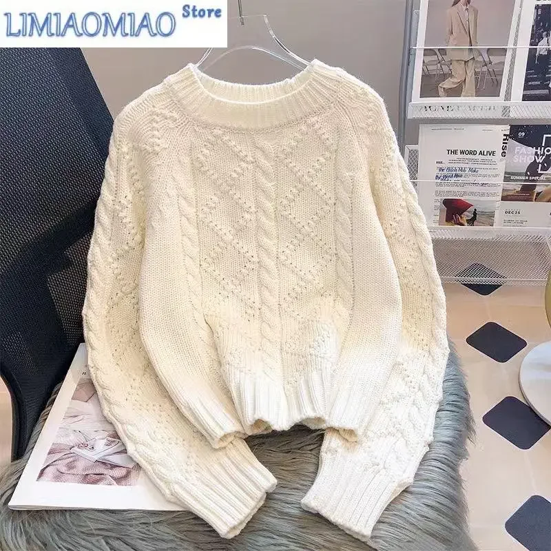 

Новый осенне-зимний модный дизайн, утолщенный короткий свитер с круглым вырезом, свободный универсальный женский свитер с длинными рукавами Foreigner