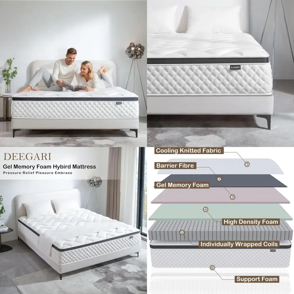 12-Zoll-Gel-Memory-Schaum in voller Größe und Hybrid-Federkernmatratze in einer Box mit individuellen Taschenfedern