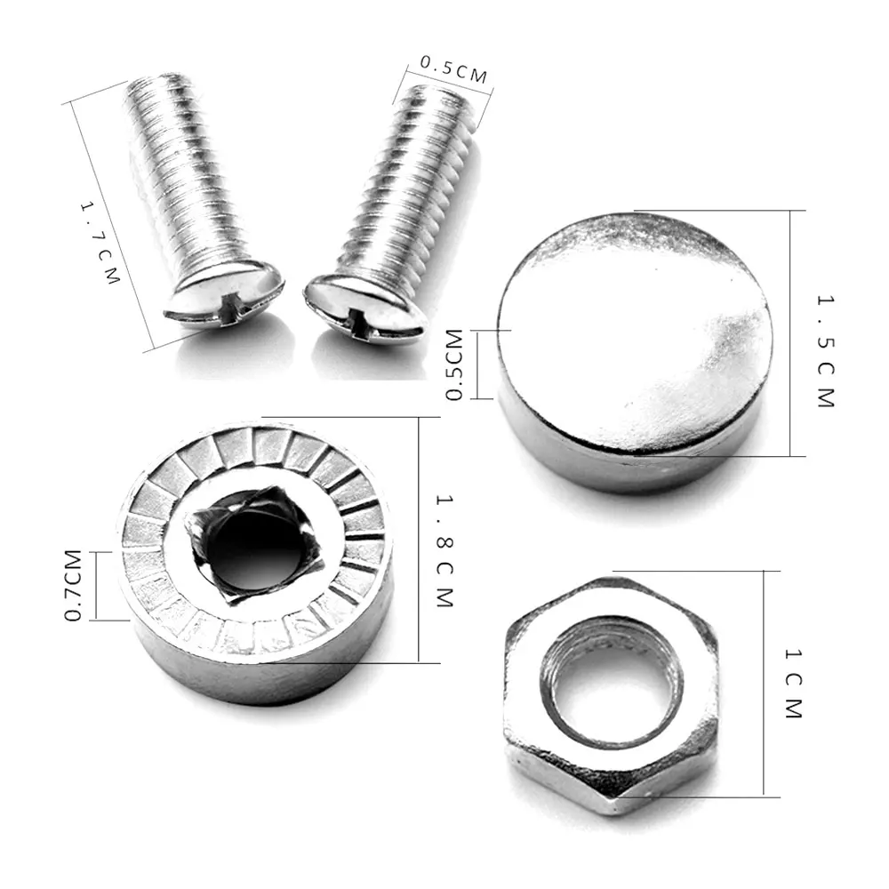 AUTCOAT 1Set Chrome Anti-theft Screws Car License Plate Bolts Frame Screws Security Screws Kit