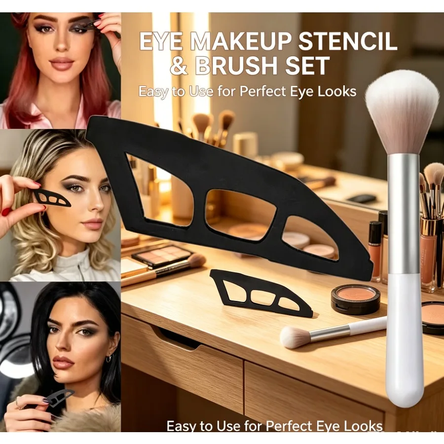 2-piece Set Female Eye Shadow Tool-Eyeshadow Brushes & Molds Multi-function Quick Eye Makeup Template Suitable for Beginners