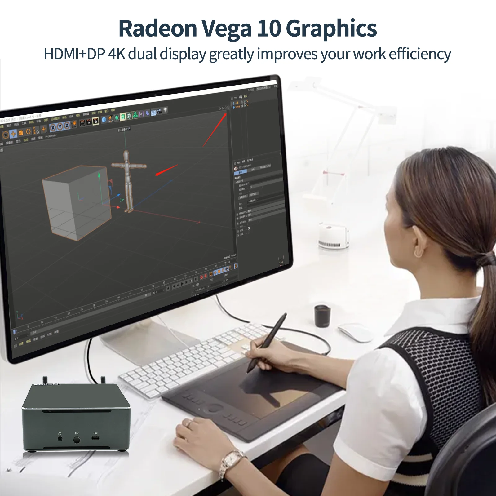 Hysstou-ミニPCゲーミングAMDryzen ddr4 m.2 nvme hdd ssd hd dp,USBコンピューター,タイプc,rj45,青色,Windows 10 Pro