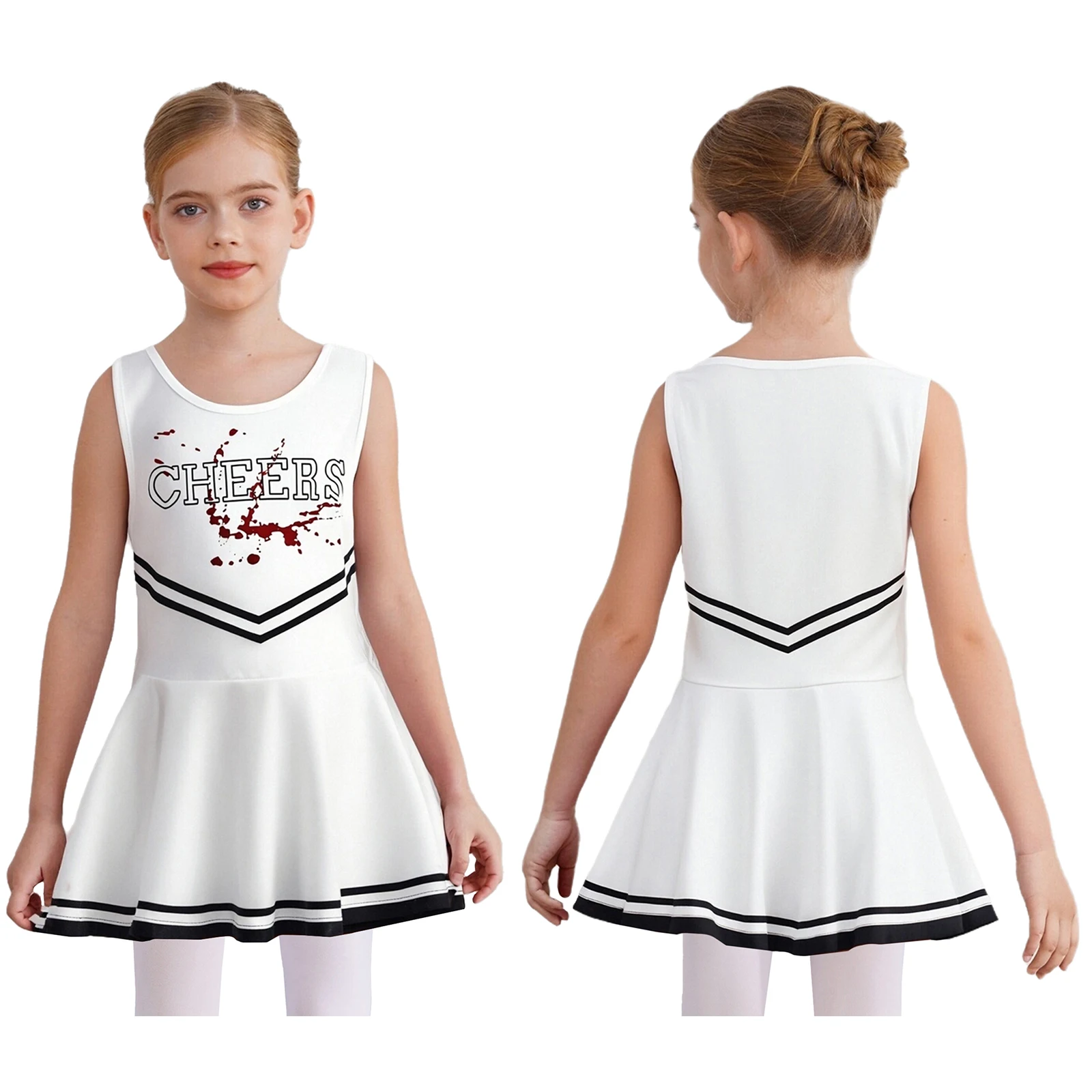 Kids Meisjes Cheer Squad Danskostuum Letter Printing Cheerleading Dansjurk voor wedstrijden en Halloween-thema-evenementen