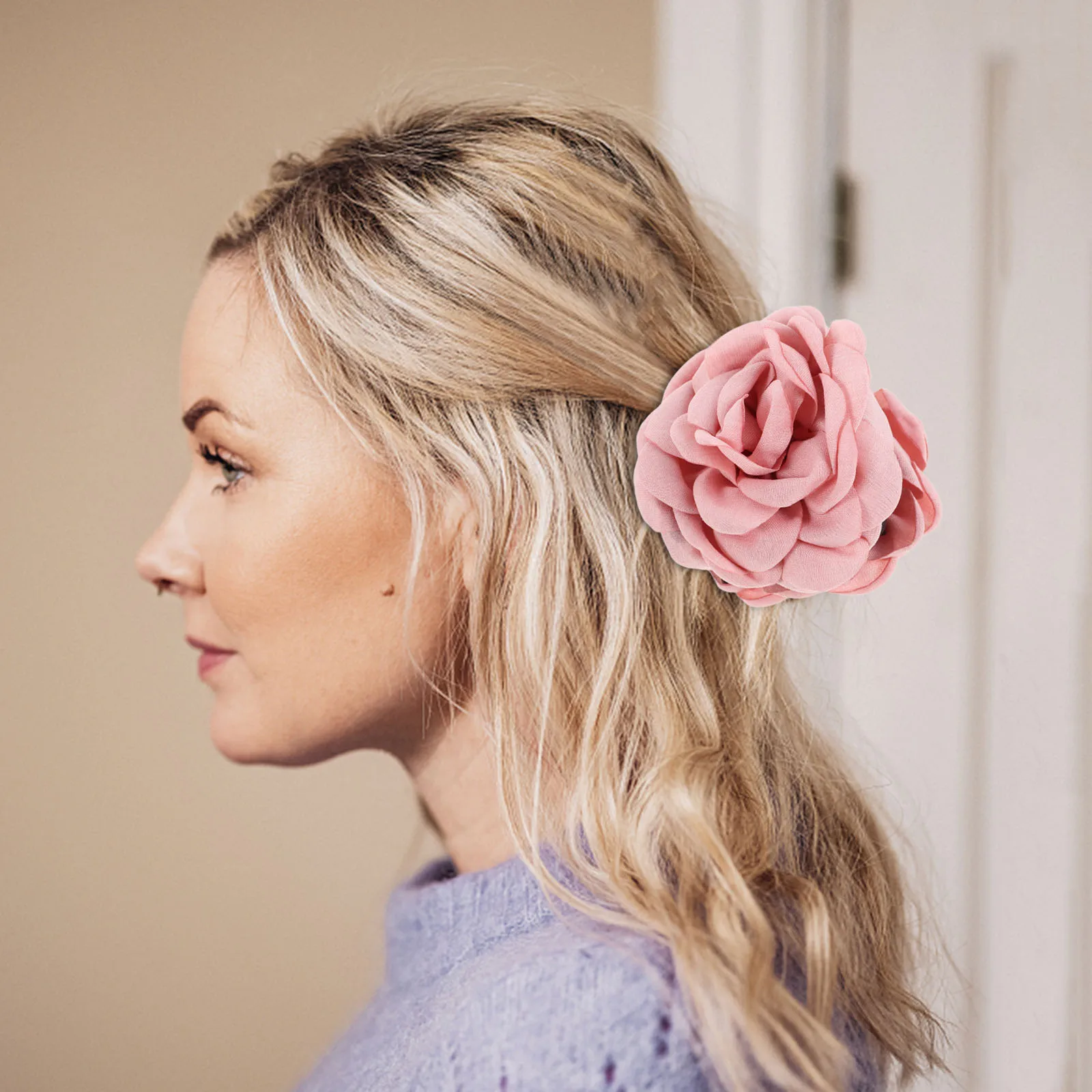 

3pcs Big Rose Hair Clips Paradise Claw Beach Floral Accessories Summer Styling Lightweight Secure Grip for Tropical