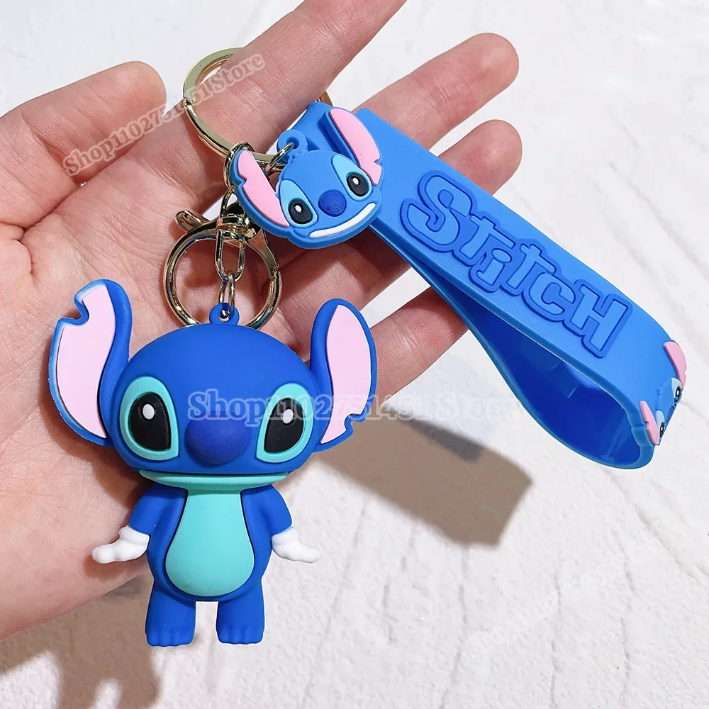 Cute Lilo & Stitch Keychains Couple Gift Angel Action Figure Model Keyring Disney Stich Car Key Chain Ring Pendants Charms Gift