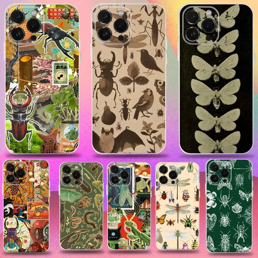 

Bugs And Insects Phone Case For iPhone 16,15,14,13,12,11 Pro,Max,Plus,X,XS,XR,SE,Mini Transparent Silicone Soft