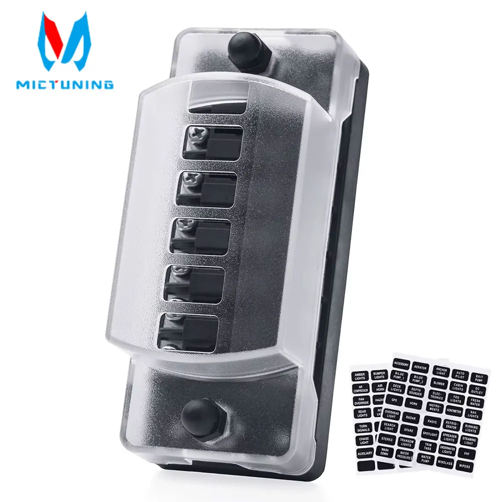 MICTUNING 6 Way Blade Fuse Holder Box Auto Block Case with Screw Nut Terminal for 12-32V Car Truck Vehicle Marine Boat Motorhome