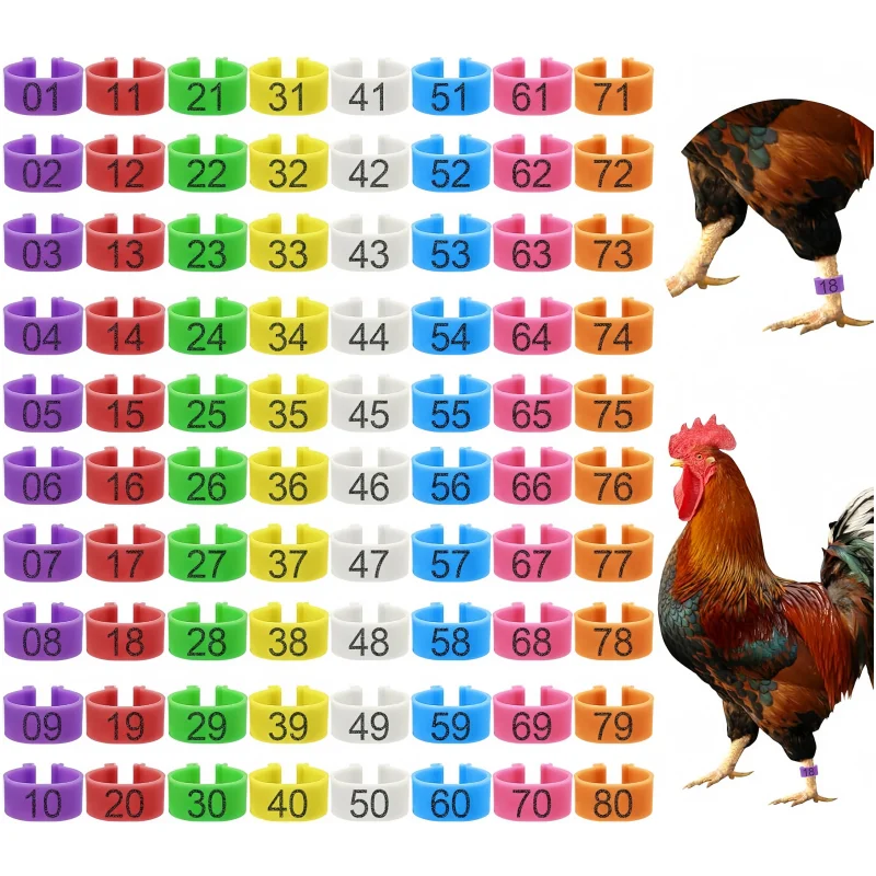 

100Pcs Chicken Foot Rings Label Clasp Plastic Adjustable Poultry Leg Snap Ratchet Clip Digital Duck Pigeon Goose Farm Feed Tool