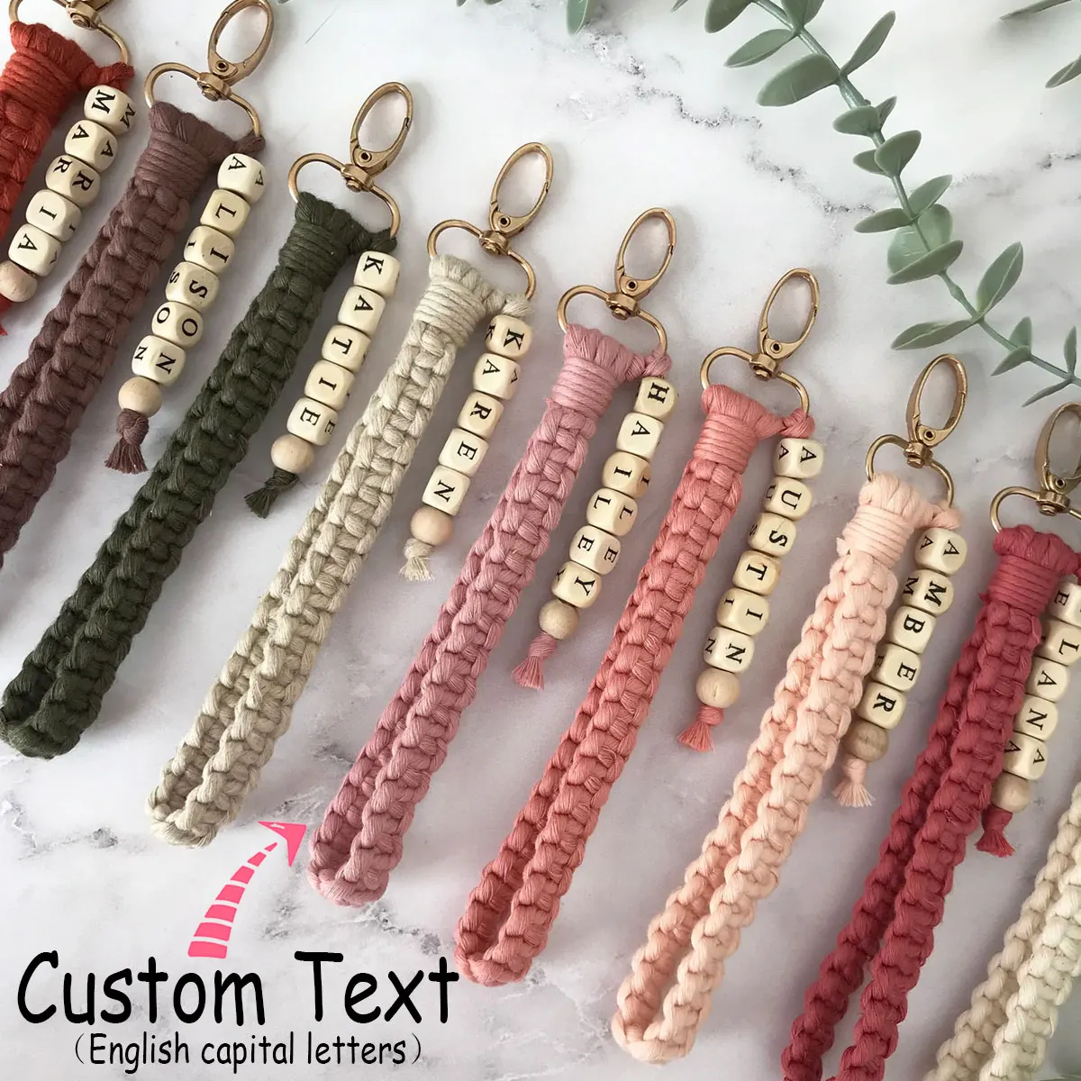 [Personalisiert] 1 Bohemian-Style Armband-Namensanhänger, Brautjungfern-Geschenk, Geflochtenes Armband-Namensanhänger, Valentinstag-Geschenk