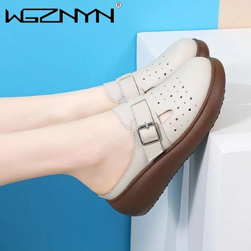 Luxury Slippers Women Summer Platform Cover Toe Shoes Pantofle Low PU Slides 2024 Rubber Rome Hoof Heels Patent Leather Slippers