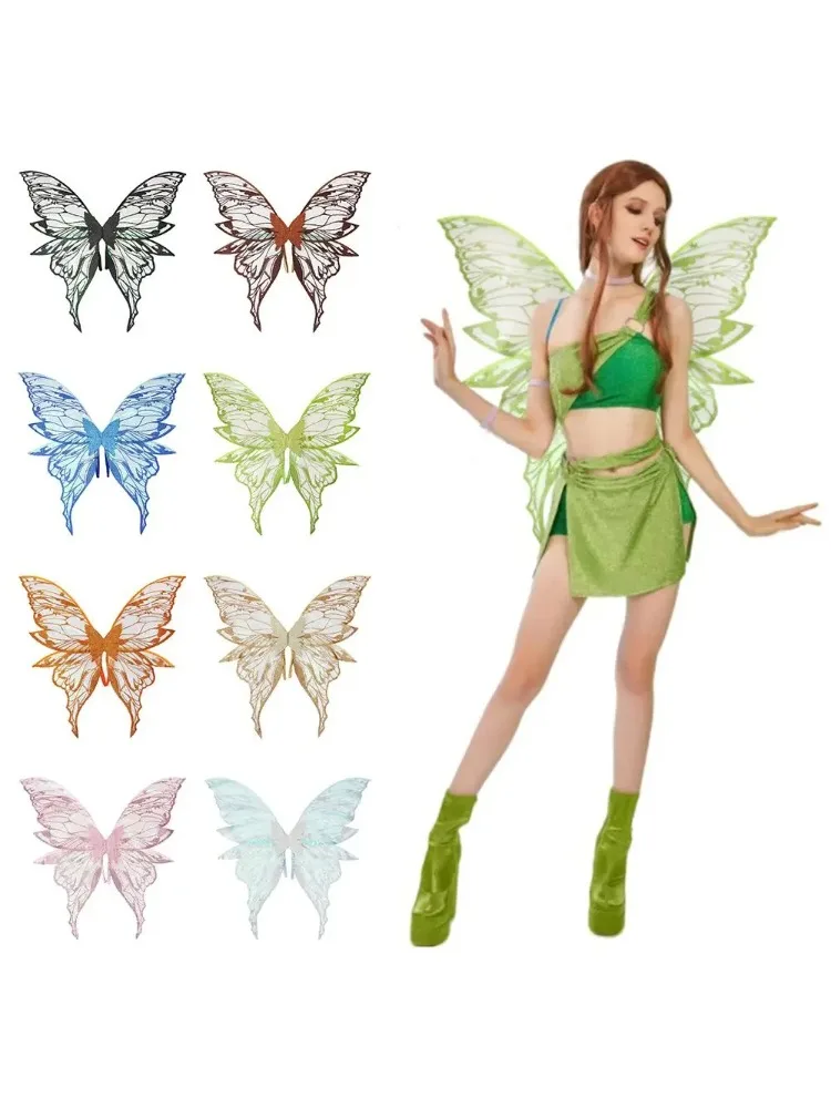 1 Stück Erwachsenen-Feenflügel Mädchen Funkelnde Engelsflügel Schmetterlings-Kostümflügel Halloween-Kostüm Verkleidungsparty-Zubehör Weihnachtsgeschenk