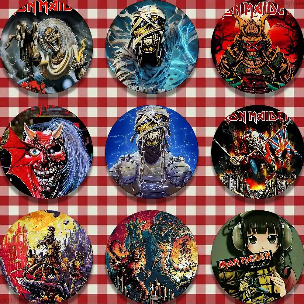 

Band H-Iron Maiden-W 58mm Badge Brooches on Backpack Clothes Handmade Round Enamel Pins for Jewelry