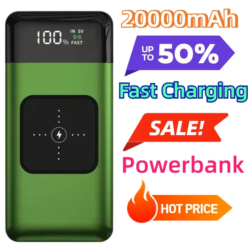 

20000mAh Fast Charging Portable Charger Powerbank For Smartphone External Battery Rechargeable 2024 Wireless Charger Power Banks